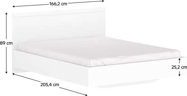 Manželská postel, 160x200, bílý lesk, LINDY