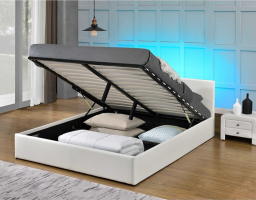 Manželská postel JADA NEW s RGB LED osvětlením, bílá, 180x200