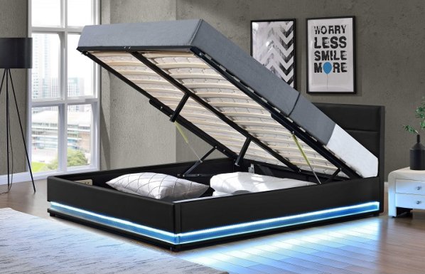 Manželská postel s LED osvětlením BIRGET, 160x200cm