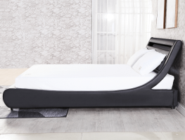 Manželská postel FELINA s RGB LED osvětlením, černá, 160x200