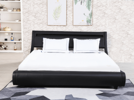 Manželská postel FELINA s RGB LED osvětlením, černá, 180x200