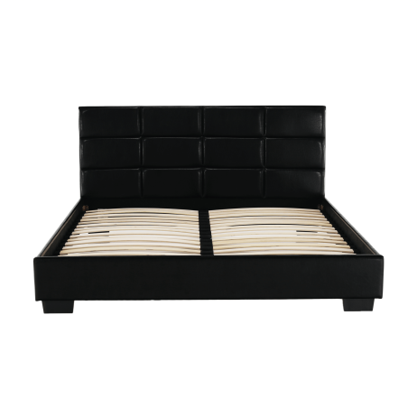 Černá manželská postel s roštem MIKEL, 160x200 cm, ekokůže
