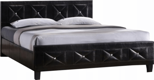 Manželská postel s roštem CARISA, ekokůže černá, 180x200cm