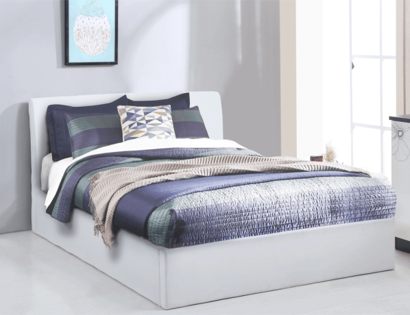 Manželská postel KERALA s úložným prostorem, bílá, 160x200