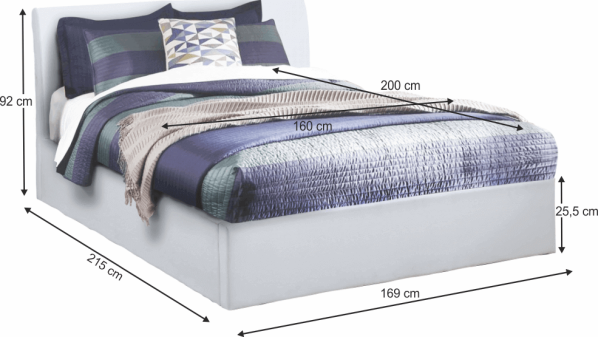 Manželská postel KERALA s úložným prostorem, bílá, 160x200