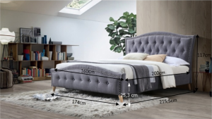 Manželská postel GIOVANA, šedá, 160x200
