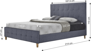 Manželská postel BALDER New, šedá, 180x200