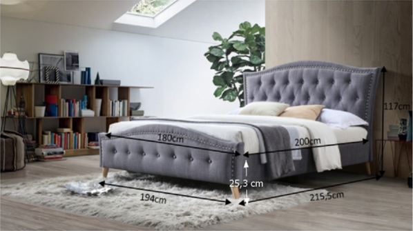 Manželská postel, šedá, 180x200, GIOVANA