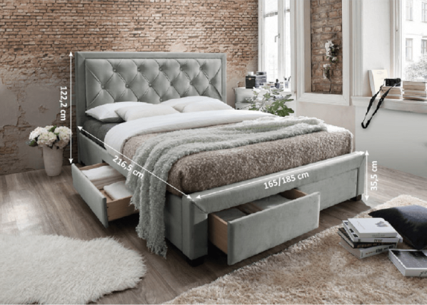 Manželská postel s roštem OREA, 160x200cm, látka šedohnědá