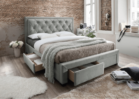 Manželská postel s roštem OREA, 180x200cm, látka šedohnědá