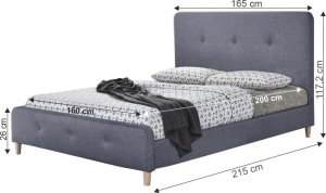 Manželská postel COLON NEW, tmavě šedá, 160x200