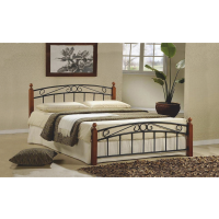 Manželská postel DOLORES, dřevo třešeň/černý kov, 180x200 cm