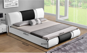 Moderní postel LUXOR, bílá / černá, 180x200