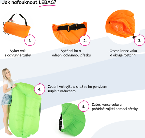 Nafukovací sedací vak/lazy bag LEBAG, zelená