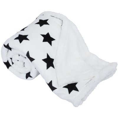 Oboustranná beránková deka, vzor hvězdy, 150x200, SEOLA
