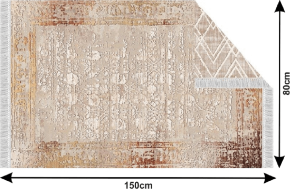 Oboustranný koberec, béžová/vzor, 80x150, NESRIN