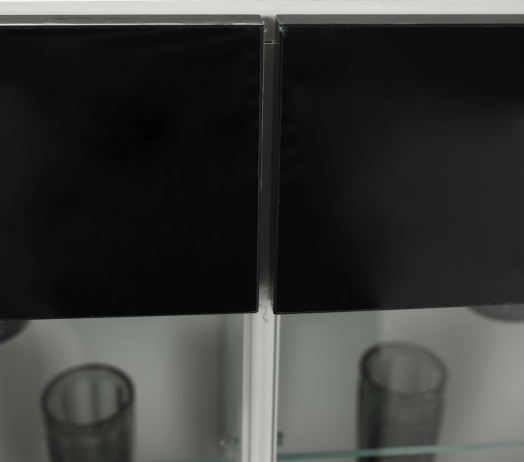 Obývací stěna LEO s LED s osvětlením, bílá / černá vysoký lesk HG