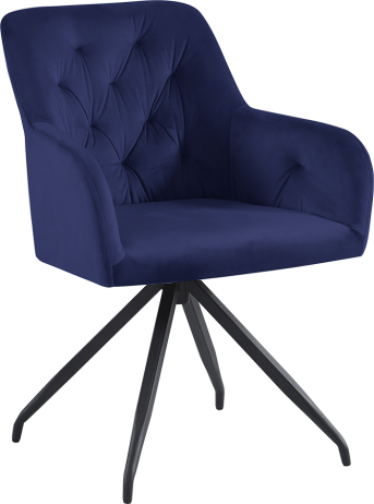 Otočná židle VELEZA, modrá Velvet látka/černá