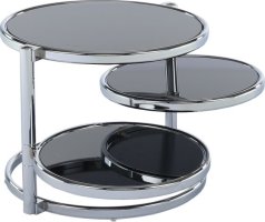 Konferenční stolek, chrom/černé sklo, MOIRA