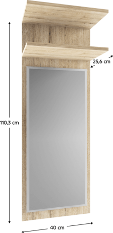 Panel se zrcadlem ORESTES 40, dub san remo