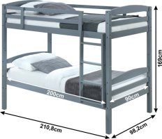 Patrová postel FORKOLA, 90x200 cm, masivní dřevo