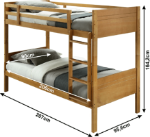 Patrová postel MAKIRA, masivní dřevo, dub
