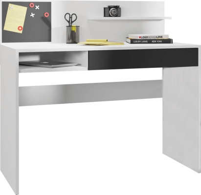 PC stůl IMAN, bílá/černá
