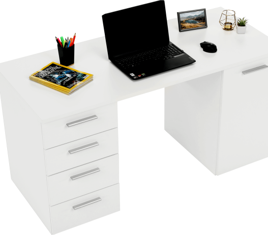 Praktický PC stůl, bílá, EUSTACH