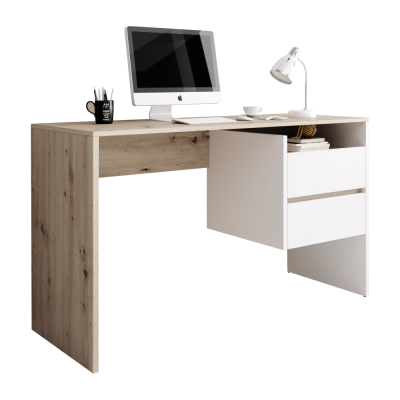 PC stůl TULIO, dub artisan/bílý mat