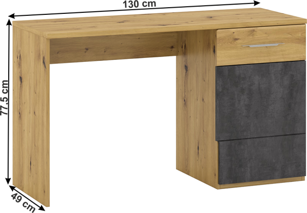 PC stůl ERIDAN P2, dub artisan/šedý beton