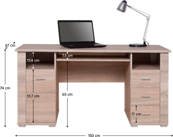 PC stůl typ 22, dub sonoma, GRAND