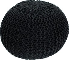 Pletený taburet GOBI TYP 1, černá bavlna