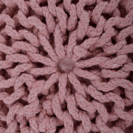 Pletený taburet GOBI TYP 1, pudrová růžová bavlna