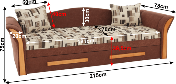 Rozkládací pohovka PATRYK, šenil hnědá/olše