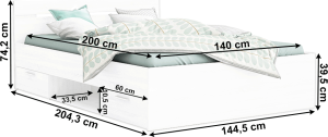 Dvoulůžková postel MICHIGAN, 140x200, bílá