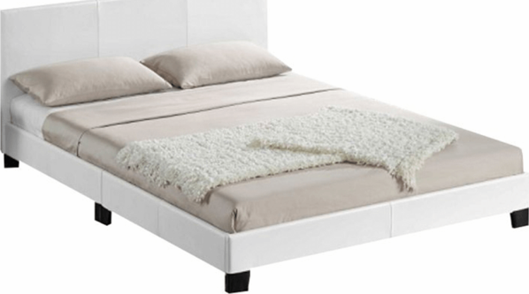 Bílá postel DANETA, ekokůže, 180x200 cm