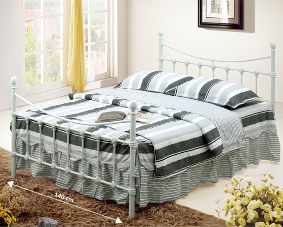 Kovová postel s lamelovým roštem NIEVES, bílá, 140x200cm