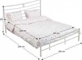 Kovová postel s lamelovým roštem DALIA, 160x200cm, bílá