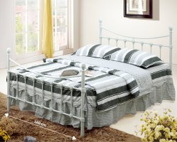 Kovová postel s lamelovým roštem NIEVES, bílá, 160x200cm