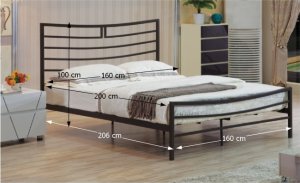Kovová postel s lamelovým roštem DALIA, 160x200cm, černá