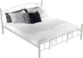 Bílá kovová postel BRITA s lamelovým roštem, 180x200 cm