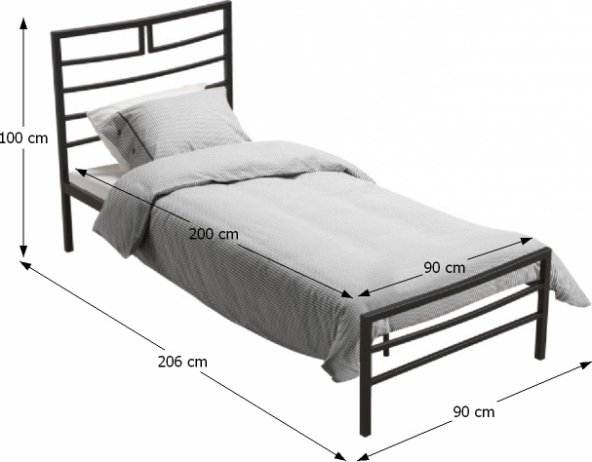 Kovová postel s lamelovým roštem DALIA, 90x200cm, bílá
