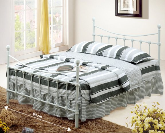 Kovová postel s lamelovým roštem NIEVES, bílá, 90x200cm