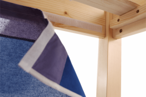 Postel s PC stolem ALZENA, borovicové dřevo / modrá, 90x200 cm