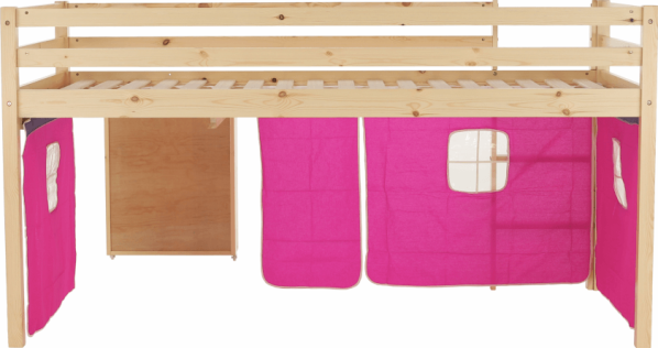 Postel s PC stolem ALZENA, borovicové dřevo / růžová, 90x200 cm