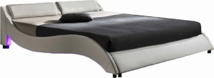 Luxusní postel s RGB LED osvětlením PASCALE, bílá ekokůže, 180x200cm