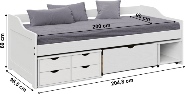 Masivní postel s úložným prostorem MAXI NEW bílá
