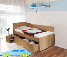 Dětská postel s úložným prostorem OTO, buk