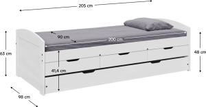 Bílá postel s výsuvnou přistýlkou MARINELLA NEW