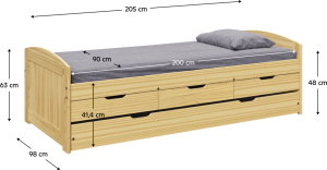 Přírodní postel s výsuvnou přistýlkou MARINELLA NEW